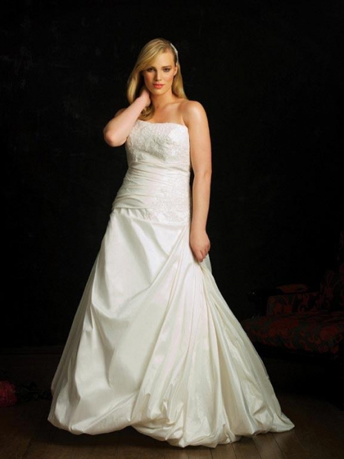 Strapless A line Silhouette Gowns Plus Size Wedding Dress