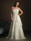 Strapless Sccop Beaded A line Plus Size Wedding Dress