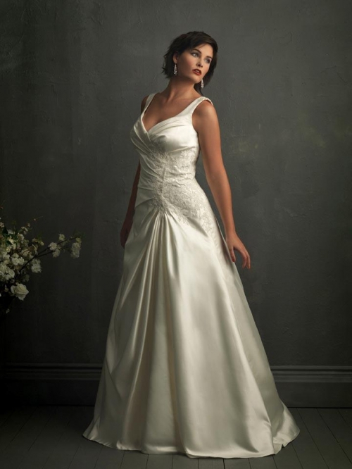Ivory Lace Unique A line Silhouette Plus Size Wedding Dress