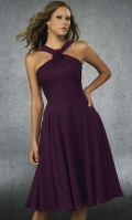 Eggplant Straps Knee Length cocktail bridesmaid dress