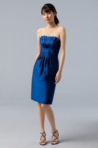 Knee-length Crumb Catcher Neckline Draped Skirt Bridesmaid Dress