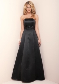 Black Full length strapless Satin Princess Bridesmaid Dress