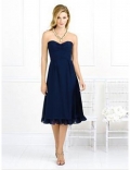Dark navy Sweetheart Tea-length Chiffon Bridesmaid Dress