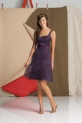 U-neck Chiffon Short Grape Bridesmaid Dress