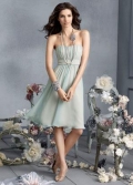 Strapless knee length Sash Chiffon Bridesmaid Dress