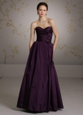 Eggplant Sweetheart Flower Taffeta Long Bridesmaid Dress