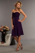 Purple Bridesmaid Dresses Sweetheart Knee length Chiffon A-line