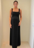 Black Maternity Bridesmaid Dress Dual Straps Square Chiffon Long