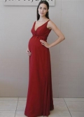 Burgundy Maternity Bridesmaid Dresses V neck Chiffon Full Length