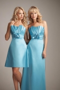 Blue Crumb Neckline Bridesmaid Dress Open Back