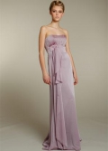 Lavender Bridesmaid Dress Long Chiffon Strapless with Flower