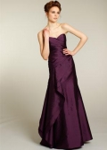 Eggplant Bridesmaid Dresses Long A-line Strapless Sweetheart