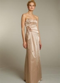 Champagne Bridesmaid Dress Long Chiffon Flower Sweetheart