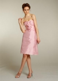 Pink Bridesmaid Dresses Short Taffeta Ruffles