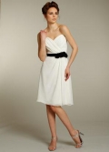 Ivory/Black Bridesmaid Dresses Short Chiffon with Flower
