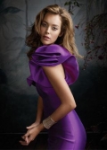 Long Bridesmaid Dress Purple Satin Ruffles One Shoulder