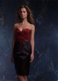 Scarlet/Black Bridesmaid Dress Short Taffeta Brooch Sweetheart