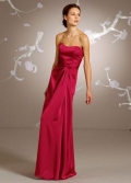 Magenta Bridesmaid Dresses Long Pleated Charmeuse Strapless