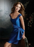 Royal Blue Bridesmaid Dress Short Satin Off the Shoulder