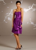 Purple Bridesmaid Dress Short Ruffled Satin Sweetheart