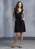 V- neck Cap sleeves Jersey Short/MIni Bridesmaid Dress