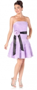Lilac Bridesmaid Dress Short Organza Flower Strapless