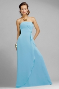 Strapless Full length Arctic chiffon Satin A-line Bridesmaid Dress