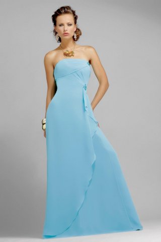Strapless Full length Arctic chiffon Satin A-line Bridesmaid Dress