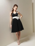 Ivory/Black Bridesmaid Dress Halter V-neck Knee Length