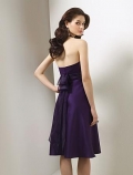 Eggplant Bridesmaid Dresses Halter Knee length Sash Satin A-line