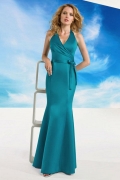 Trumpet / Mermaid Bridesmaid Dress Halter Top Full length Sash Satin