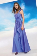 Square Tank Sleeve Full length Taffeta A-line Bridesmaid Dress