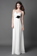 White/Black V-neck Flower Chiffon Long Bridesmaid Dress