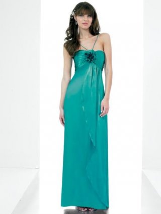 Turquoise Bridesmaid Dresses Full Length Chiffon A line With Flower