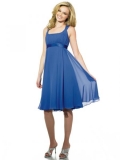 Cobalt Bridesmaid Dresses Knee Length Chiffon Short skirt A-line