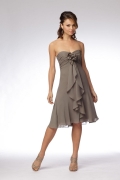 Stone Bridesmaid Dresses Knee Length Chiffon Flower at Empire