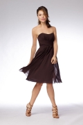 Cognac Bridesmaid Dresses Knee Length Chiffon Strapless