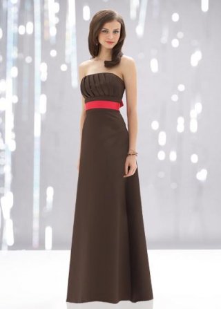 Strapless Sleeveless Full-length Satin Sashes Bridesmaid Dress