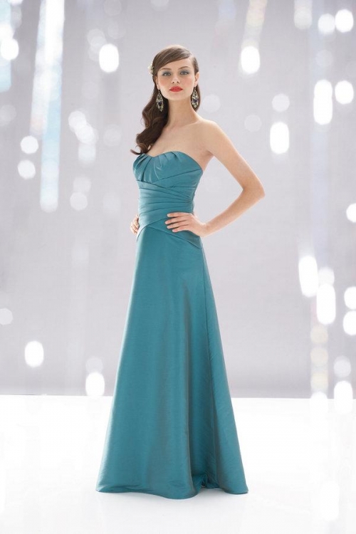 Foliage Strapless Beaded Taffeta Long Bridesmaid Dress