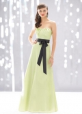 Strapless Sleeveless Full-length Belt Taffeta Bridesmaid Dress