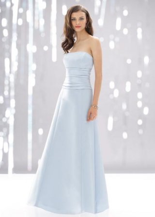 Strapless Sleeveless Full-length Satin Bridesmaid Dress