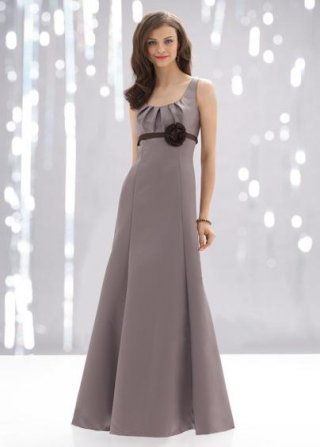 Scoop Sleeveless Full-length Satin Sashes Bridesmaid Dress
