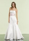 White Strapless Sleeveless Full-length Satin Bridesmaid Dress