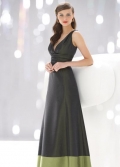 V-Neck Strapless Full-length Beaded Satin Bridesmaid Dress