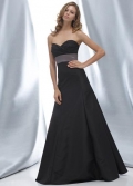 Sweetheart Sweep Train Black Taffeta Sashes Bridesmaid Dress