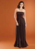 Strapless Full-length Cognac Chiffon Bridesmaid Dress