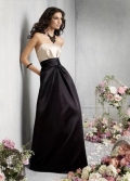 Strapless full length Sash Satin Ball Gown Bridesmaid Dress