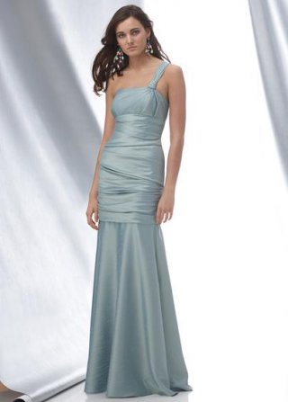 Rosemary one shoulder Full-length shantung Satin Bridesmaid Dress