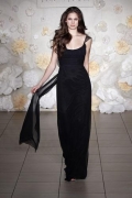 Black Scoop Full length Chiffon A-line Bridesmaid Dress