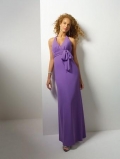 Purple Halter Full length Sash/Ribbon Chiffon A-line Bridesmaid Dress